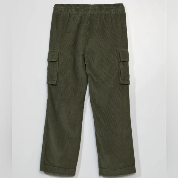 Kids Olive Cargo Corduroy Pants - Picture 3 of 4
